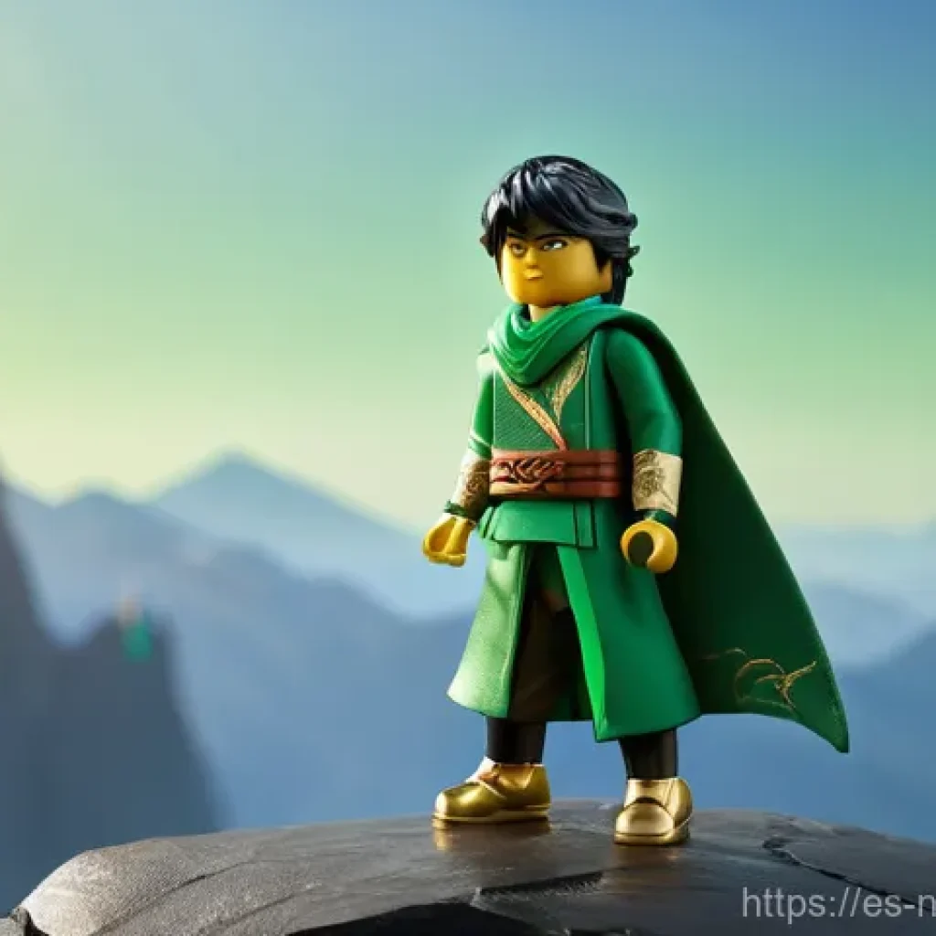 닌자고 캐릭터별 명암의 설정 - **Prompt for Lloyd Garmadon:**
    A young adult Lloyd Garmadon stands heroically on a weathered, su...