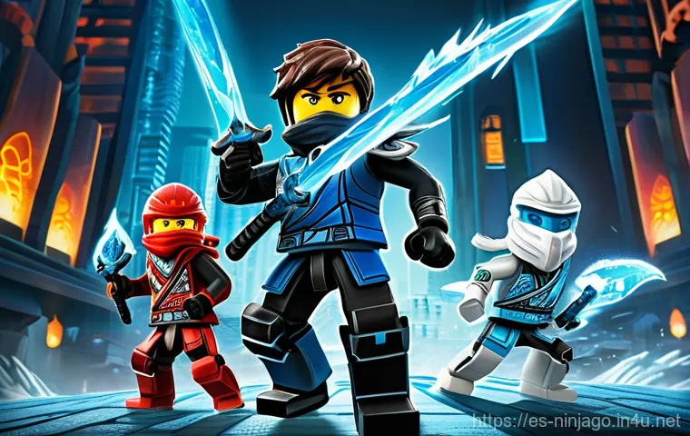 닌자고 우주 배경 스토리 - The Elemental Guardians' United Stand**

A dynamic, wide-shot illustration of the six main Ninjago h...