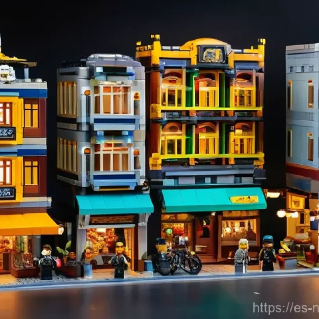 닌자고 레고로 만든 세계 기록 - **"A vibrant, bustling, multi-level cityscape inspired by the LEGO Ninjago City Markets (71799) set,...