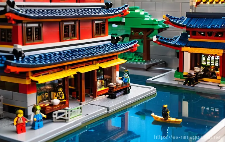닌자고 레고로 만든 세계 기록 - **"A vibrant, bustling, multi-level cityscape inspired by the LEGO Ninjago City Markets (71799) set,... 닌자고 레고로 만든 세계 기록 - **"A vibrant, bustling, multi-level cityscape inspired by the LEGO Ninjago City Markets (71799) set,...