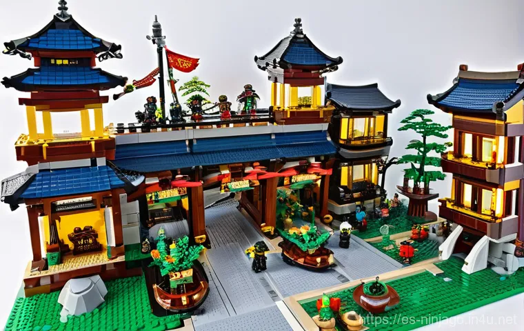닌자고 레고로 만든 세계 기록 - **"A dynamic, close-up view of a bustling section within the LEGO Ninjago City Markets, emphasizing ... 닌자고 레고로 만든 세계 기록 - **"A dynamic, close-up view of a bustling section within the LEGO Ninjago City Markets, emphasizing ...