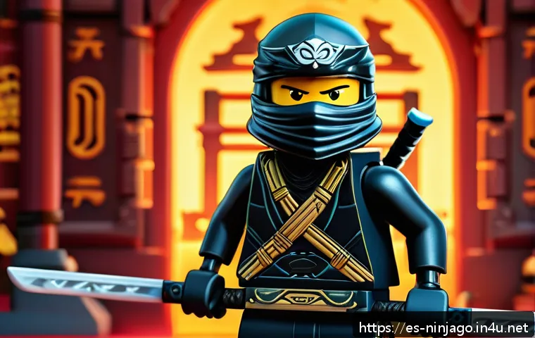 닌자고 애니메이션 제작 과정 - A dynamic 3D digital model of a Ninjago-inspired ninja character wearing detailed traditional-style ...