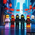닌자고 시즌 17 가능성과 방향 - A dynamic scene showcasing the season 17 Ninjago characters in action with a blend of traditional an...